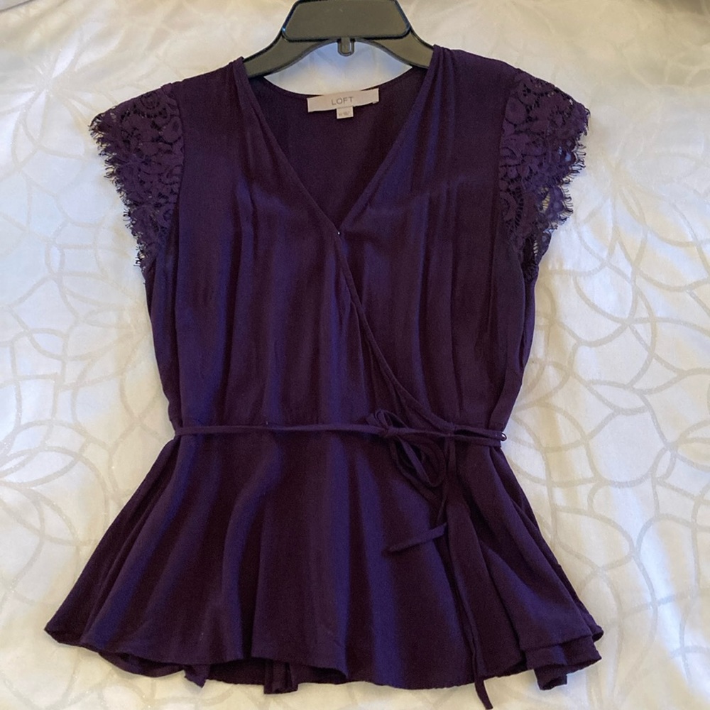 Loft lace detail tie top